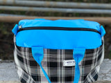 Ready made - Axen zip lid Ultramesh/PVC Large Shopping Bag & matching shopping bag - storm mesh, blue PVC/handles