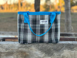 Ready made - Axen zip lid Ultramesh/PVC Large Shopping Bag & matching shopping bag - storm mesh, blue PVC/handles