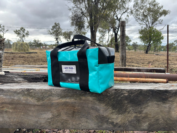 Extra large PVC toiletry bag - in stock - aqua/black