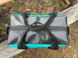 Extra large PVC toiletry bag - in stock - aqua/black