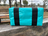 Extra large PVC toiletry bag - in stock - aqua/black